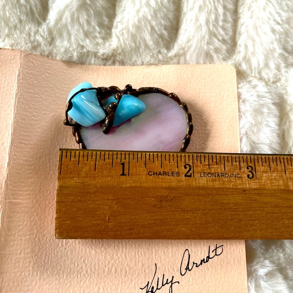 Kelly Arndt handmade stained glass/metal heart pin & heart candle set. ❣️ - Picture 6 of 10